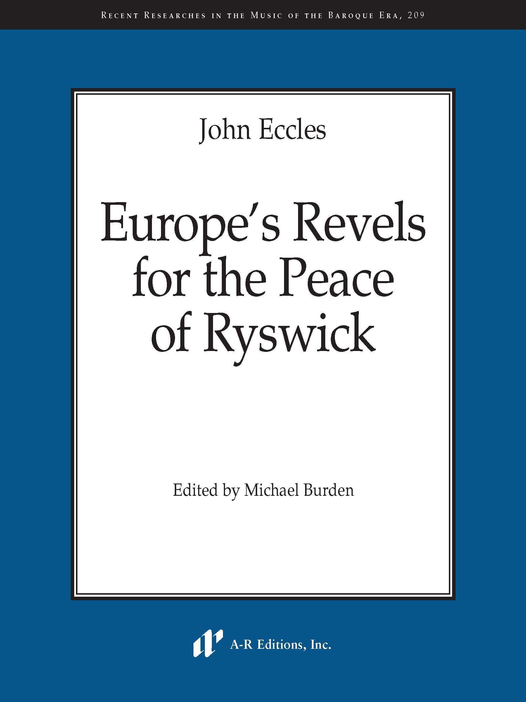 Cover of A-R Editions John Eccles Peace of Ryswick